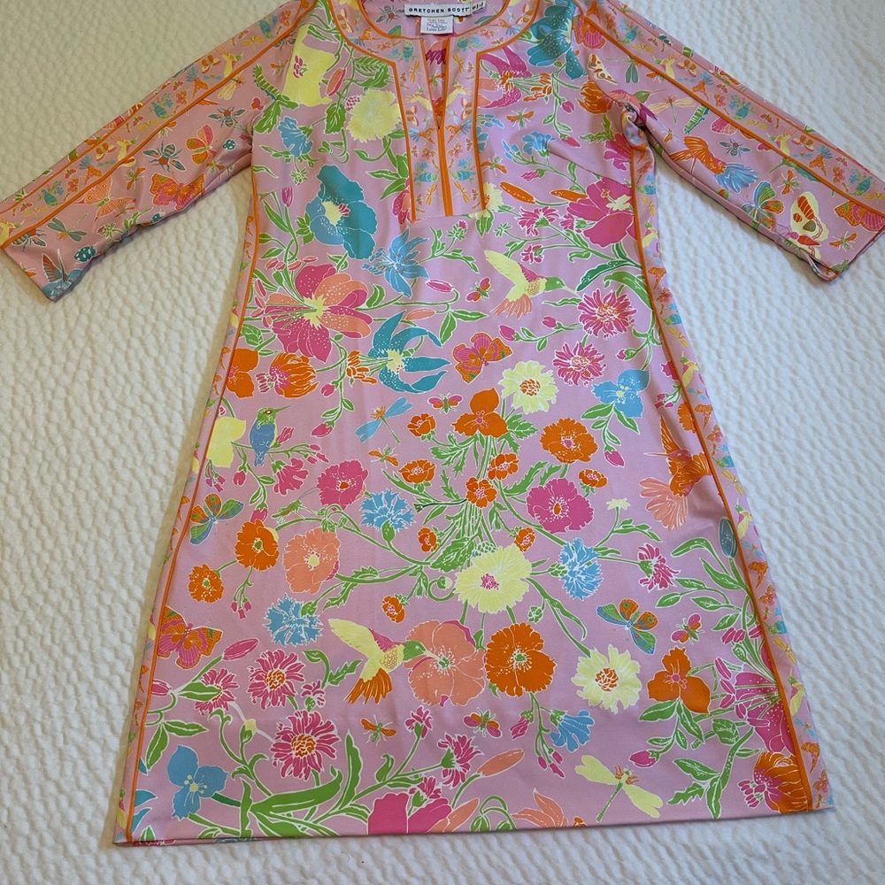 Gretchen Scott Designs Pink and Orange Floral Dress